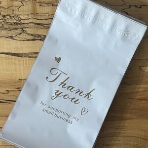 🤍White & Gold 9x7 Thank You Poly Mailers #2 - Med Pack - Shipping Supplies